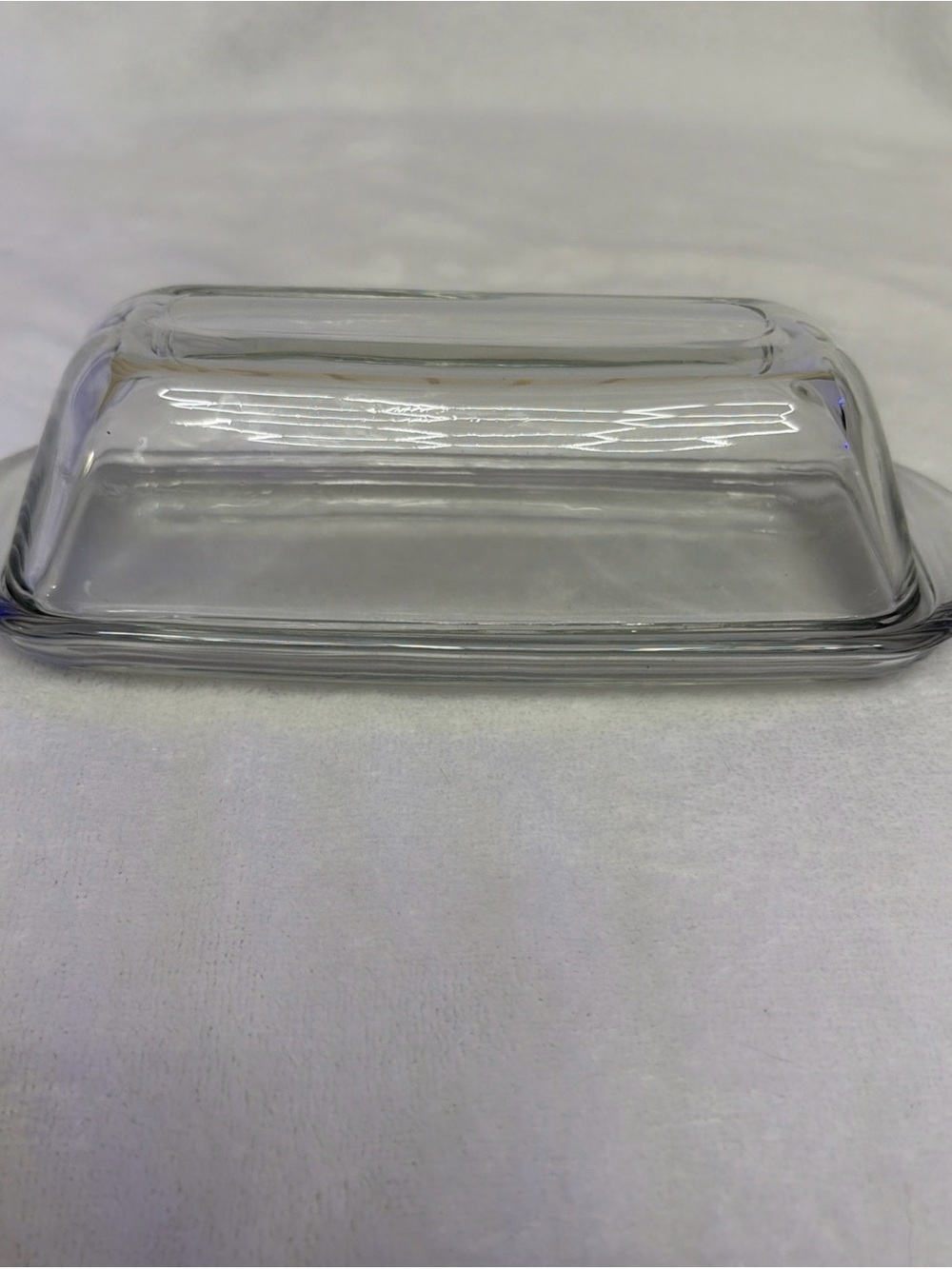 vintage Anchor Hocking clear glass covered butter dish